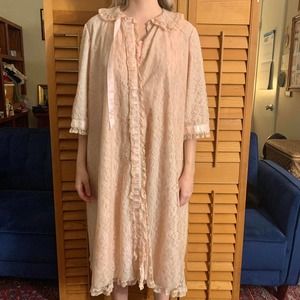 Vintage 60s Bed Jacket Nightgown Set Odette Barsa USA Large